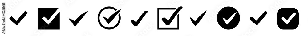 Poster check mark vector icon. check mark set on white background. confirm button collection. tick symbol i