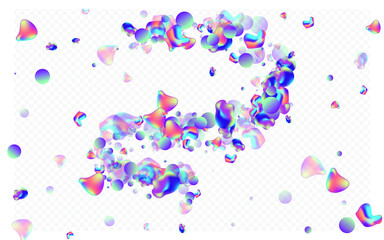 Neon Blob Memphis Vector Transparent Background. Fashion Liquid Pattern. Iridescent Trendy Bubble Brochure. Holographic Hipster Flyer.