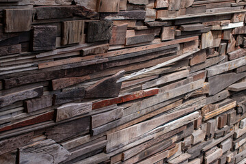 Small pieces of wood on wall