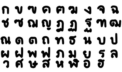 Vector font.Alphabet set.There are 44 Thai consonants.