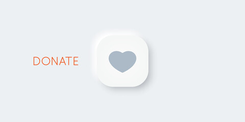 Donate button icon with heart. Vector