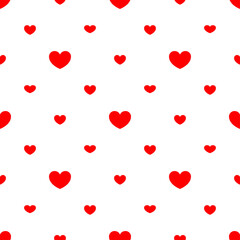 Seamless Patterns Flat Red Heart on white background vector illustration, valentine day