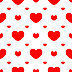 Seamless Patterns Flat Red Heart on white background vector illustration, valentine day