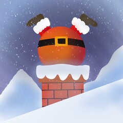 christmas, winter, snow, house, illustration,