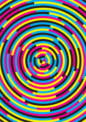 
Circles  with print colors, decorative dynamic background.
Concept for presenting color printing. Vector available.