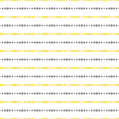 Illuminating yellow and ultimate gray seamless horizontal striped pattern, vector illustration. Seamless pattern with yellow and gray lines of dots on white. Dotted stripes geometric background