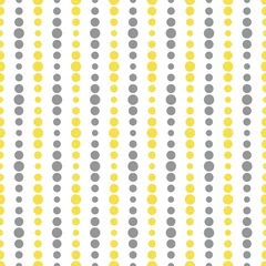 Papier peint Gris Rayures verticales transparentes jaunes et ultimes grises éclairantes, illustration vectorielle. Modèle sans couture avec des lignes jaunes et grises de points sur blanc. Fond géométrique de rayures pointillées