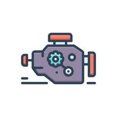 Color illustration icon for engine