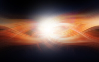 Obraz premium Fiery swirl abstract effect, orange and red shades on black backdrop.