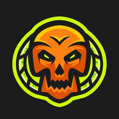 Skull head with green poison mascot logo vector. Skull head and poison vector.