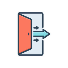 Color illustration icon for out