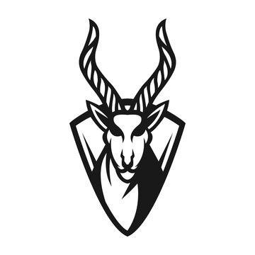 African antelope head logo design. Antelope head logo vector.