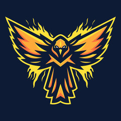 Phoenix mascot logo e-sport vector illustration. Phoenix mascot character logo design.