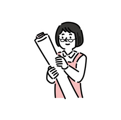 布地を販売する40代の女性