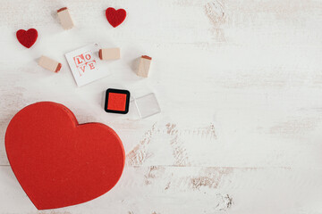 heart box with stamps making a love message