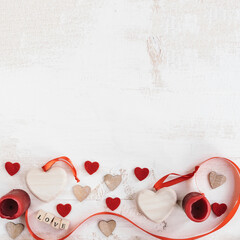 valentines day composition with copy space on top