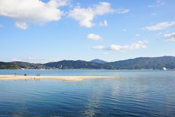 View of Amanohashidate Beach with clear water , Kyoto, Kansai Region, Japan - 天橋立海水浴場 日本三景 京都	