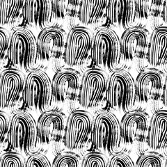 Abstract monochrome wavy brush strokes background. Rough textured brush strokes seamless pattern.