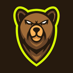 Angry bear mascot logo design vector illustration. Bear mascot logo design.