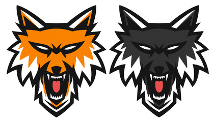 Set of wolf head mascot logo design vector illustration. Wolf head vector illustration.