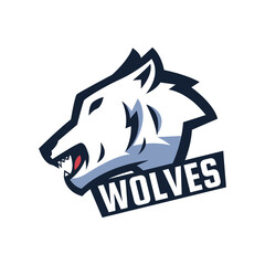 Wolf head mascot logo design vector. Wolf head sport logo design.