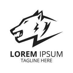 Wolf head simple line logo design minimalist.