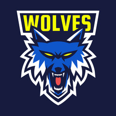 Wolf head mascot logo design vector.