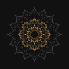 Ethnic artistic floral mandala design on dark background