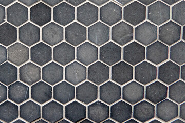 テクスチャー　六角形の灰色のタイル　texture of gray hexagon tiles