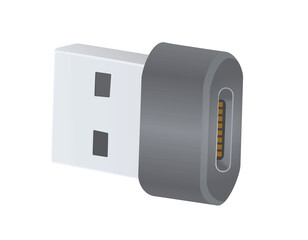 Grey USB adapter. vector illustration