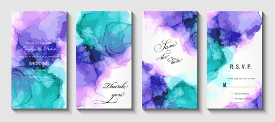 Modern creative design,  background marble texture. Wedding invitation.  Alcohol ink. Vector illustration.