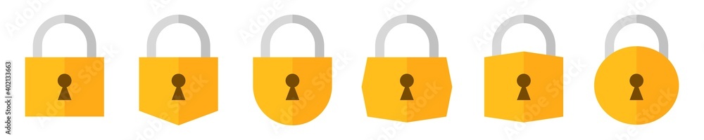 Aufkleber lock icons set in flat style. lock unlock icon. padlock collection isolated. security symbols. moder