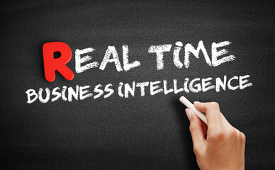 Fototapeta premium Time Business Intelligence text on blackboard, concept background
