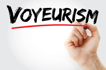 Voyeurism text with marker, concept background