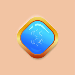 Obraz premium Speaker Simple Icon on Square gold Internet Button Original Illustration. grey background