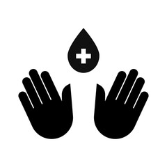 Hand with drop antiseptic on white background. Virus protection tips. Hand hygiene. Disease prevention symbol, sign. Corona virus icon. Health care. 