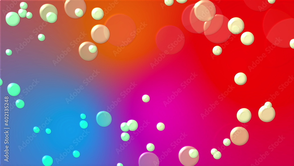 Poster abstract multicolored backdrop with round bubbles. computer generated 3d rendering