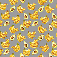 healthy food. Avocado print. Seamless pattern