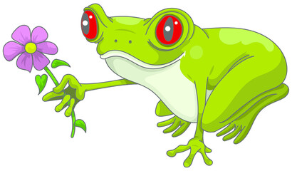 Grenouille offrant une fleur