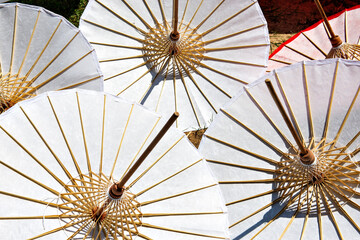 Pattern of White Umbrella Frame Handcraft made in Bo Sang Umbrella Village, Chiang Mai, Thailand