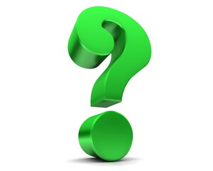 Question mark green 3d interrogation point