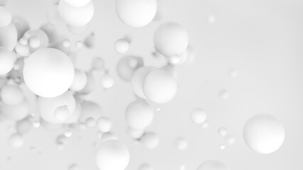 Abstract white floating spheres
