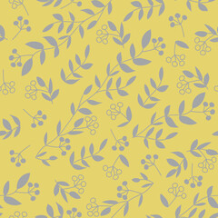 Botanical vector seamless pattern. A tree branch with leaves and berries. The concept of ecology, the environment, nature conservation. For paper, covers, fabrics.