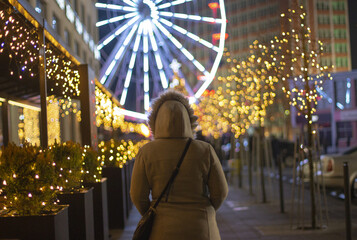 Obraz premium Ferris Wheel Christmas Time City