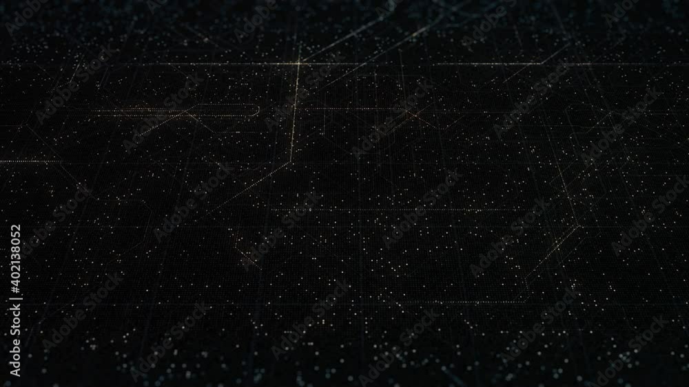 Poster abstract background digital space of signals and particles on black background, seamless loop. anima