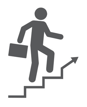 Black Flat Icon Of The Person Who Climbs The Stairs