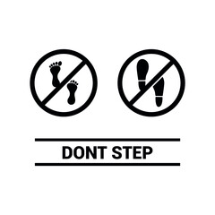 Vector image. No stepping icon. Image of prohibition sign.