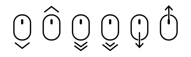 Scroll mouse icon collection. Scroll down and up line icons set. Scrolling outline vector symbol. Vector illustration. © Bohdan