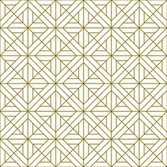 Seamless pattern in style Kumiko. Brown fine lines.