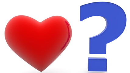 Red heart with blue question mark